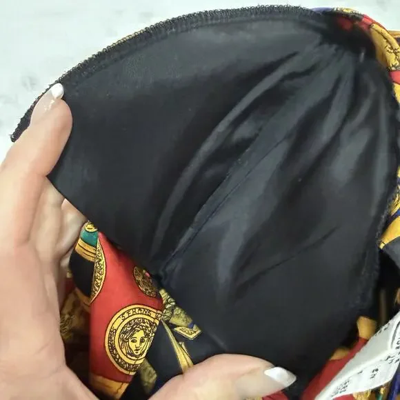 Vintage Talbots Petites Silk Blouse Size 14P Novelty Money Print French Cuffs - Picture 8 of 11